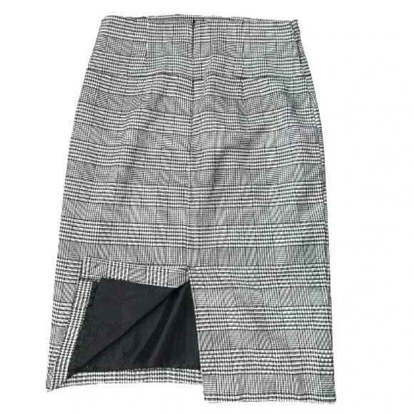 WORTHINGTON PENCIL SKIRT BLACK WHITE PLAID HIGH WAIST P STRETCH SIZE 12 LARGE - Picture 4 of 12